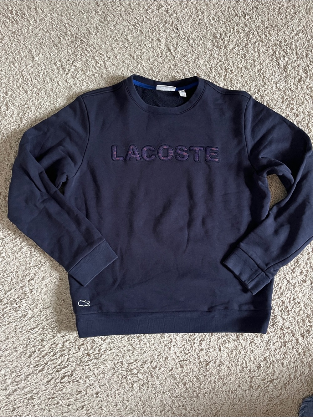 Lacoste Men's Navy Embroidered Logo Crewneck Sweatshirt